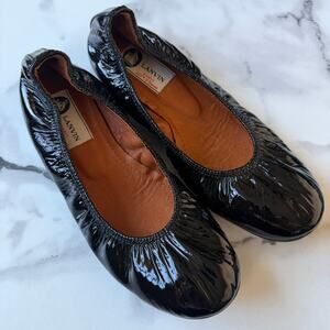 Lanvin Black Patent Leather Ballet Flats Size 38